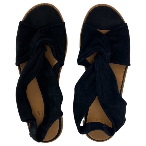 NEW Nordstrom Caslon Joelle Flatform Black Sandals Suede Platform Size 8.5 Y2K - Picture 5 of 10